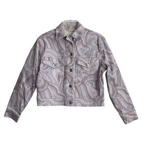 NWOT Aritzia Wilfred Free Gaze Jacket Denim Swirls‎ Size XS